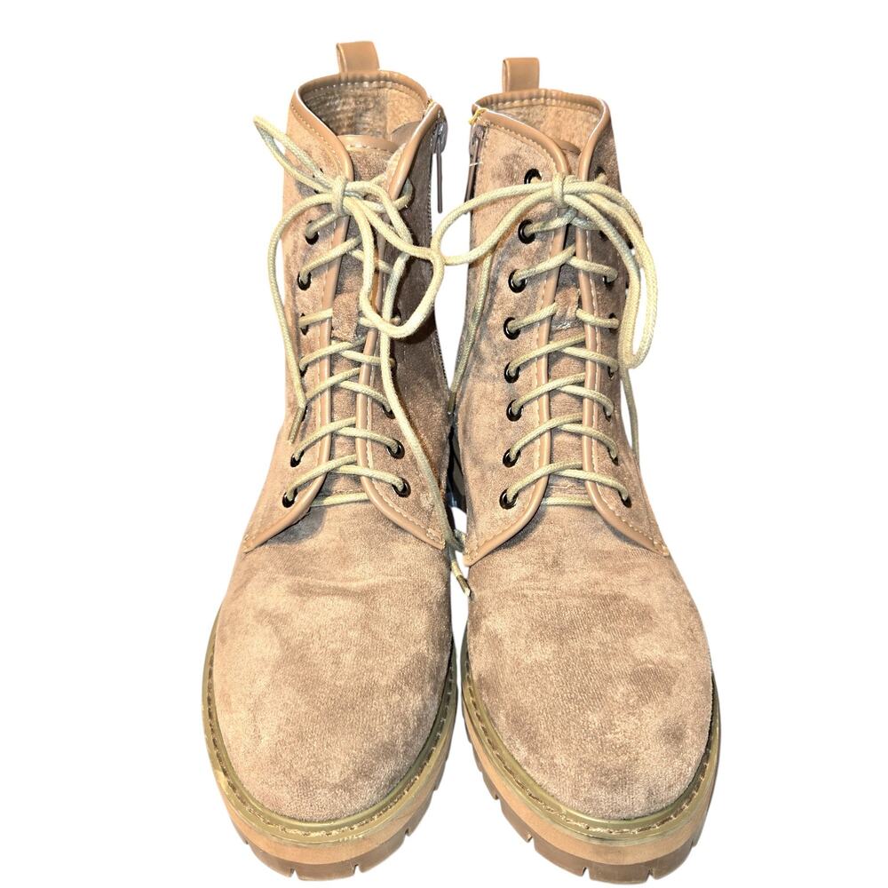 Unilady 8.5 Brown Suede Women's Combat Boots 8 1/2 Shoes Lace Up